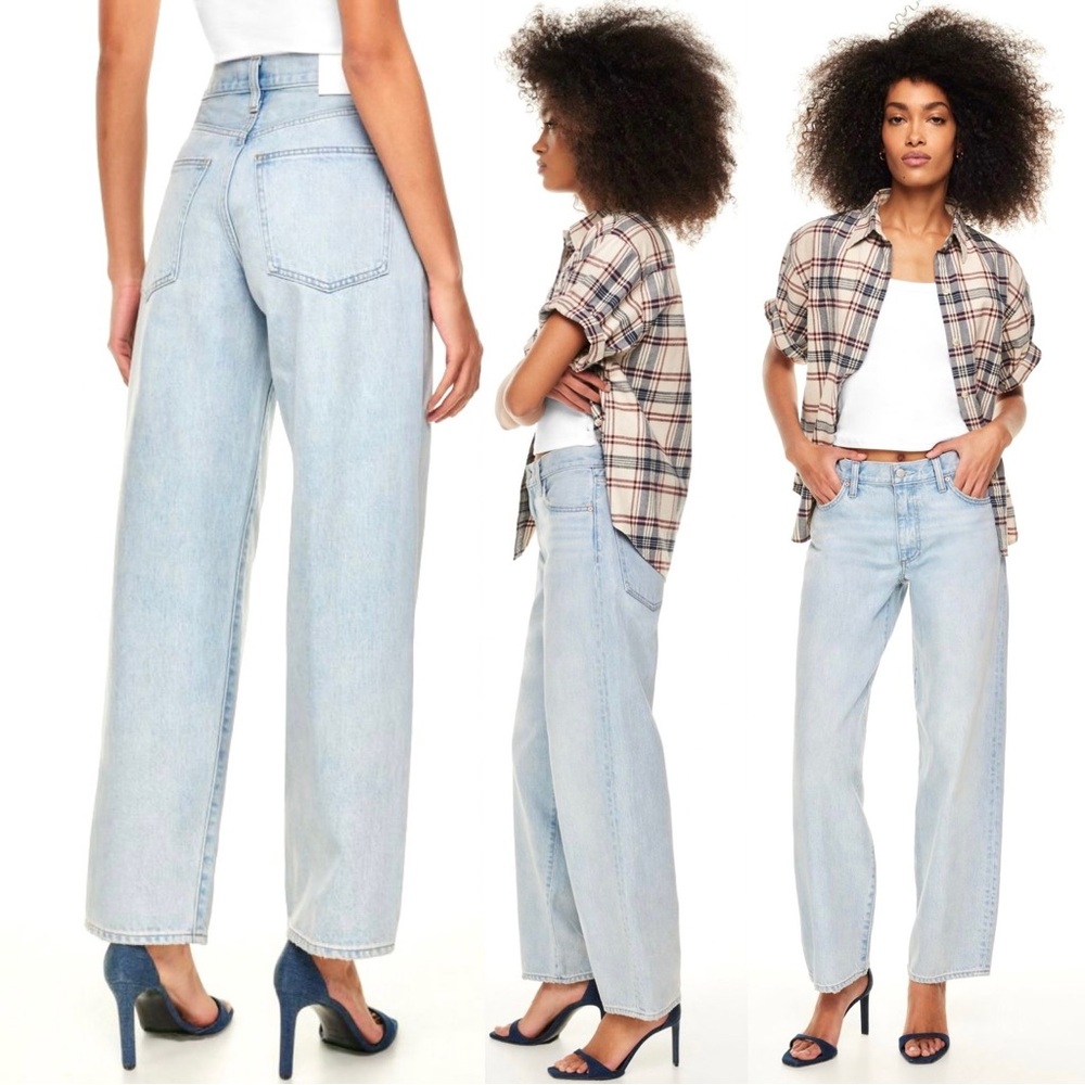 DENIM FORUM Danny 90s Jean High Rise Waist Baggy Light Wash Denim Faded Blue 25